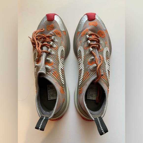 Gucci Run Sneakers - Size 40.5 (US 10.5) - Gray, Orange & Red - Picture 1 of 8